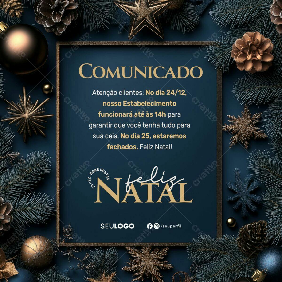 Comunicação Natalina para Estabelecimentos PSD Editável
