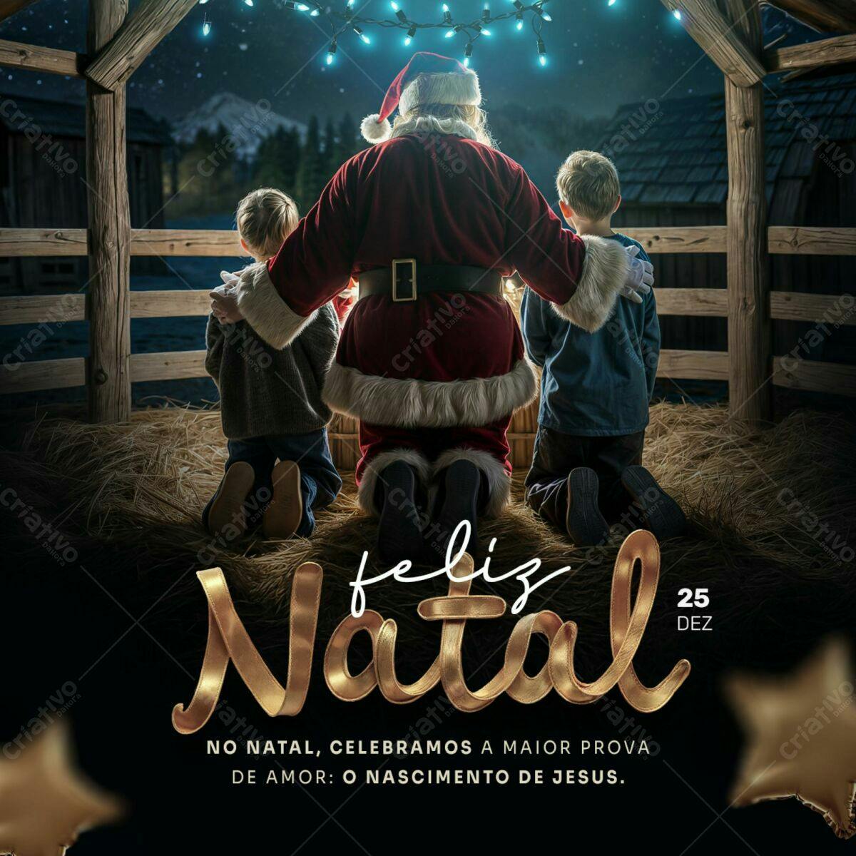 Flyer Natalino com Papai Noel e Crianças PSD Editável