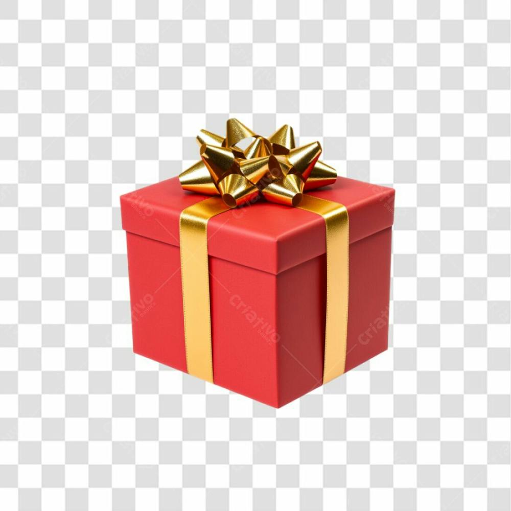 Caixa De Natal Vermelha Com Fita Dourada Png Transparente