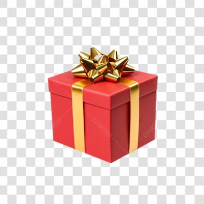 Caixa De Natal Vermelha Com Fita Dourada Png Transparente