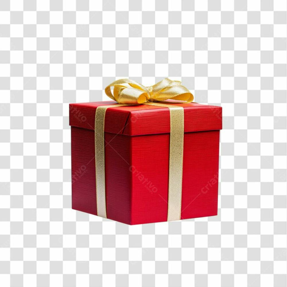 Caixa De Natal Vermelha Com Fita Dourada Png Transparente