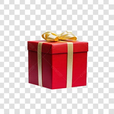 Caixa De Natal Vermelha Com Fita Dourada Png Transparente