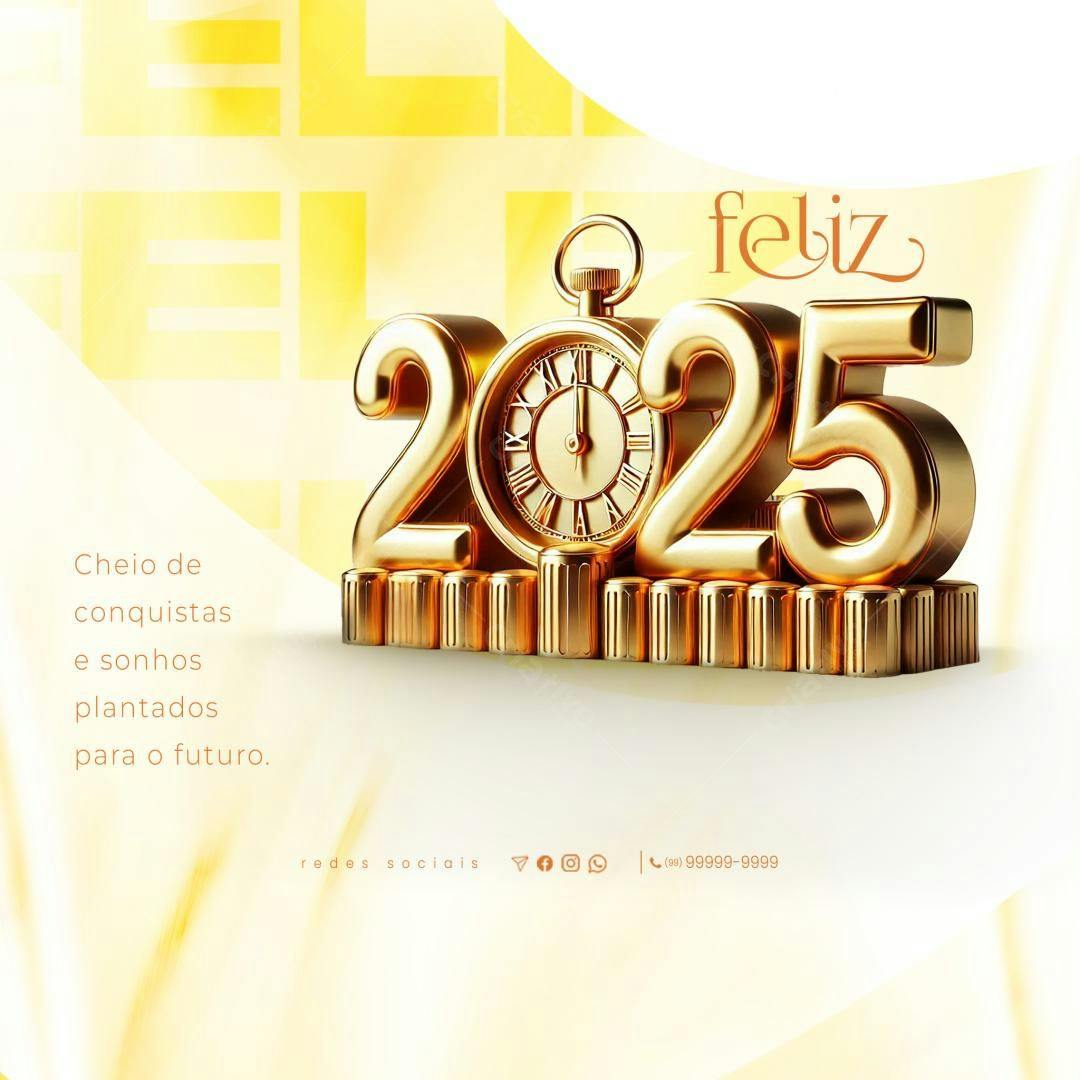 Postagem de Ano Novo 2025 PSD Editável