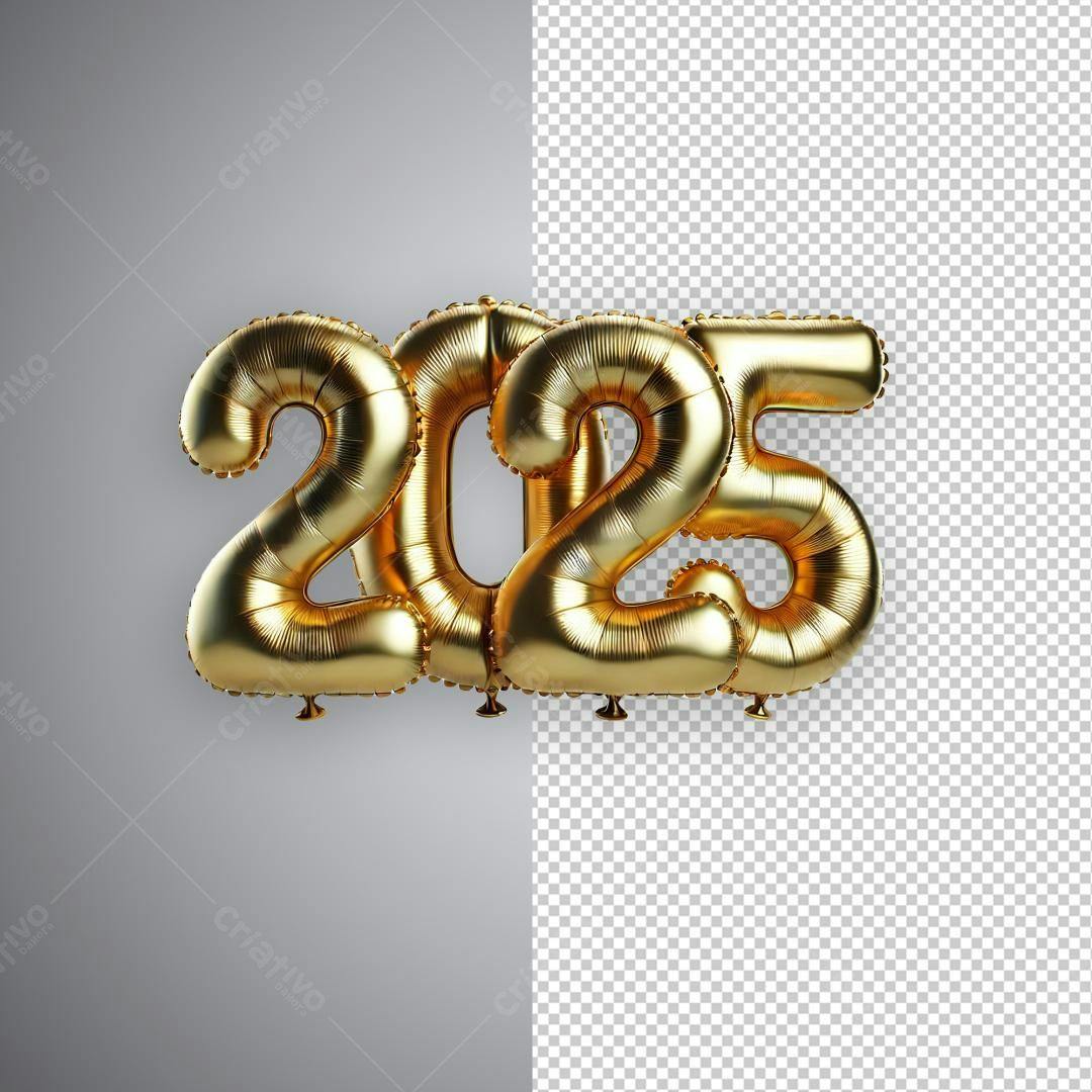 Balões Ano Novo 2025 PSD Editável