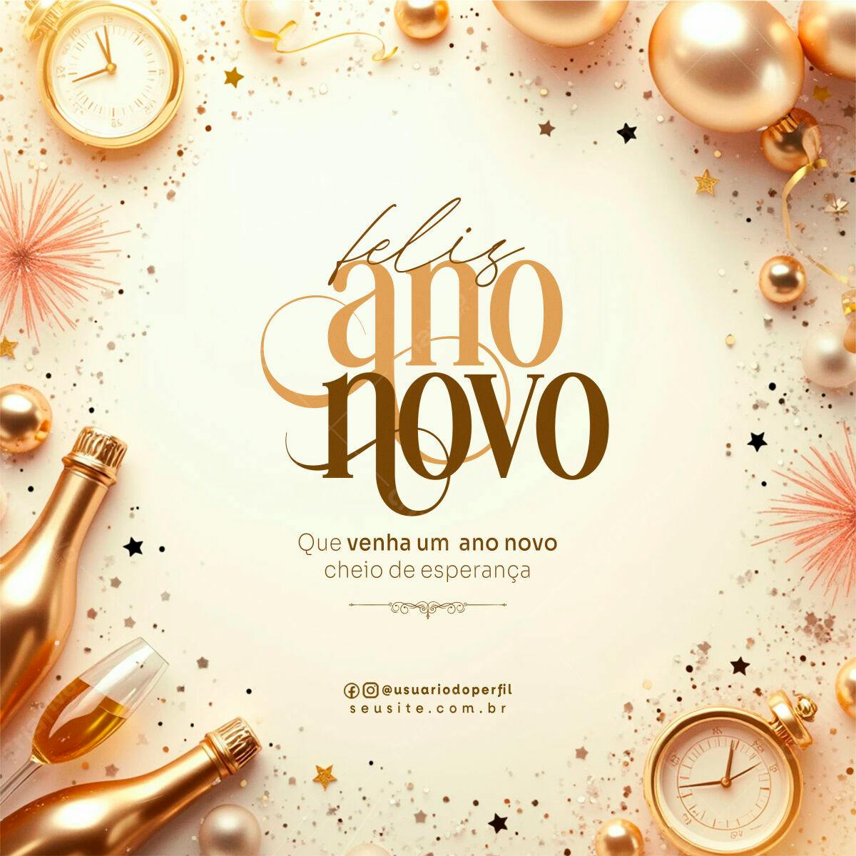 Postagem Feliz Ano Novo PSD Editável