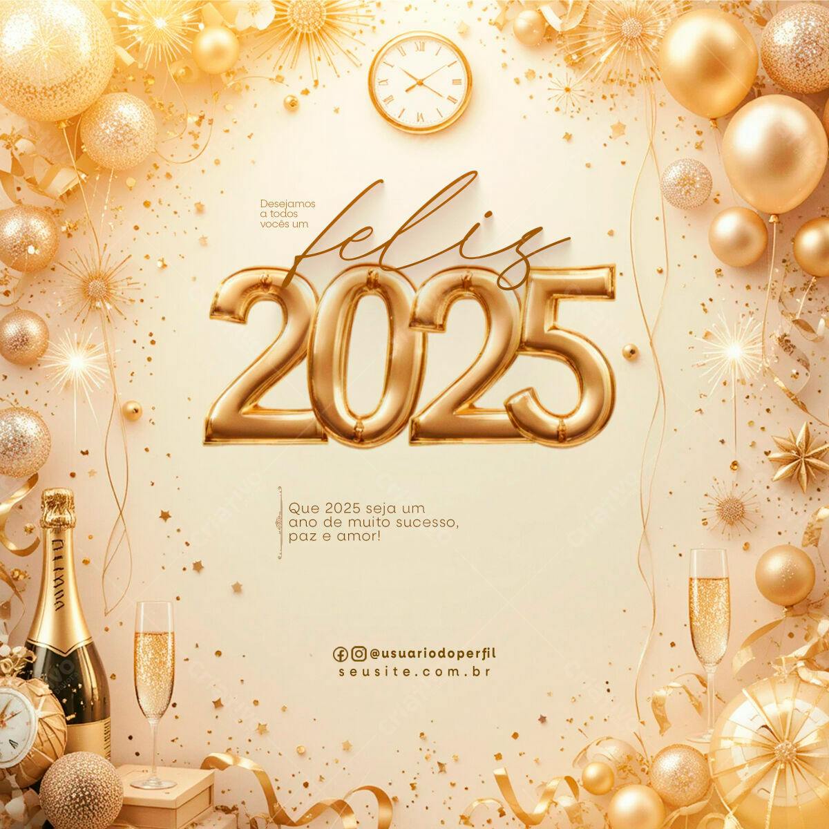 Postagem Ano Novo 2025 PSD Editável