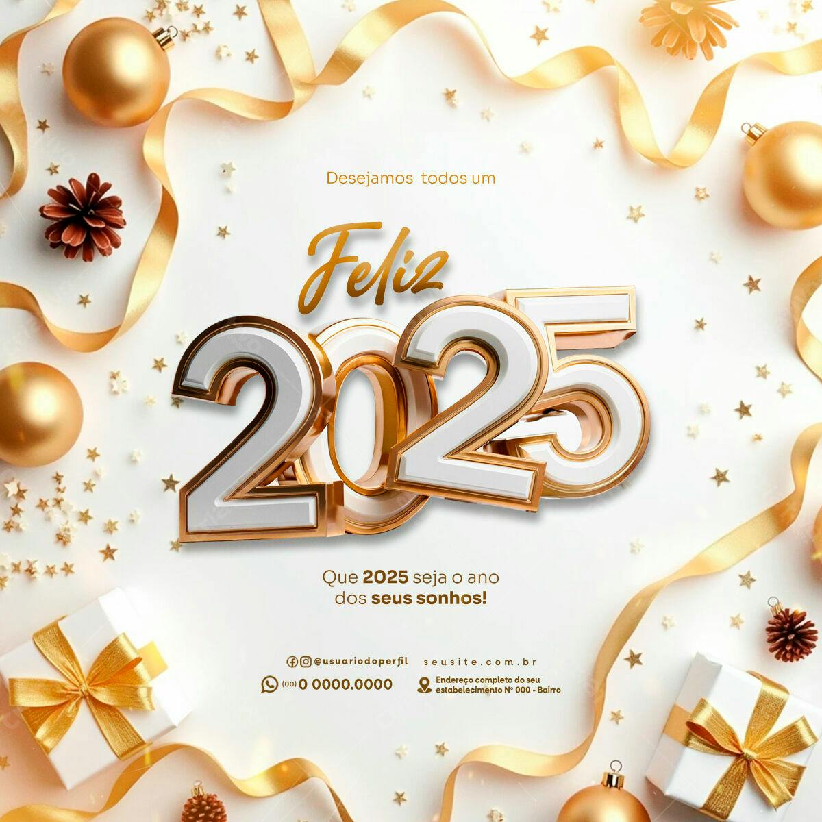 Flyer Feliz Ano Novo 2025 PSD Editável