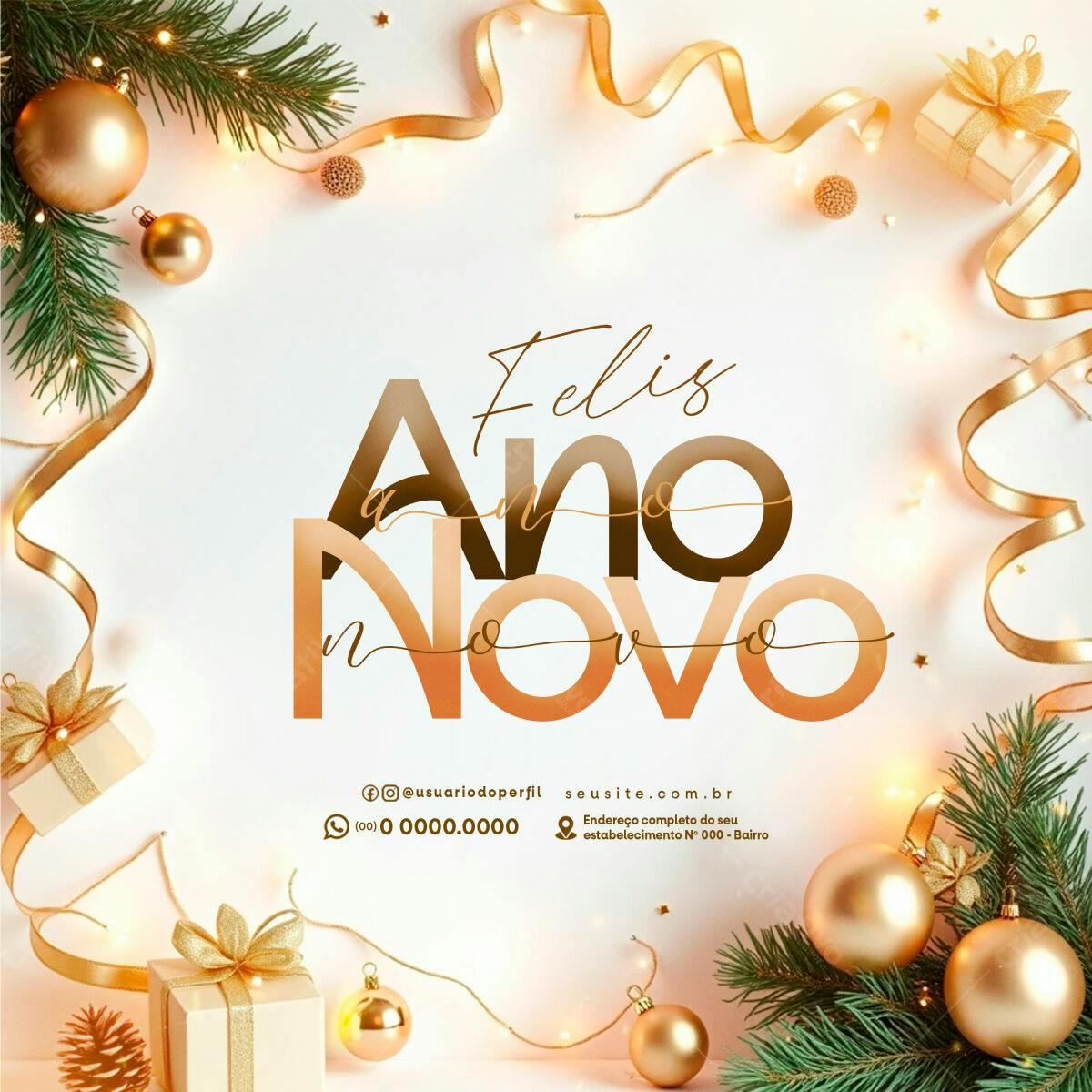 Postagem Feliz Ano Novo PSD Editável