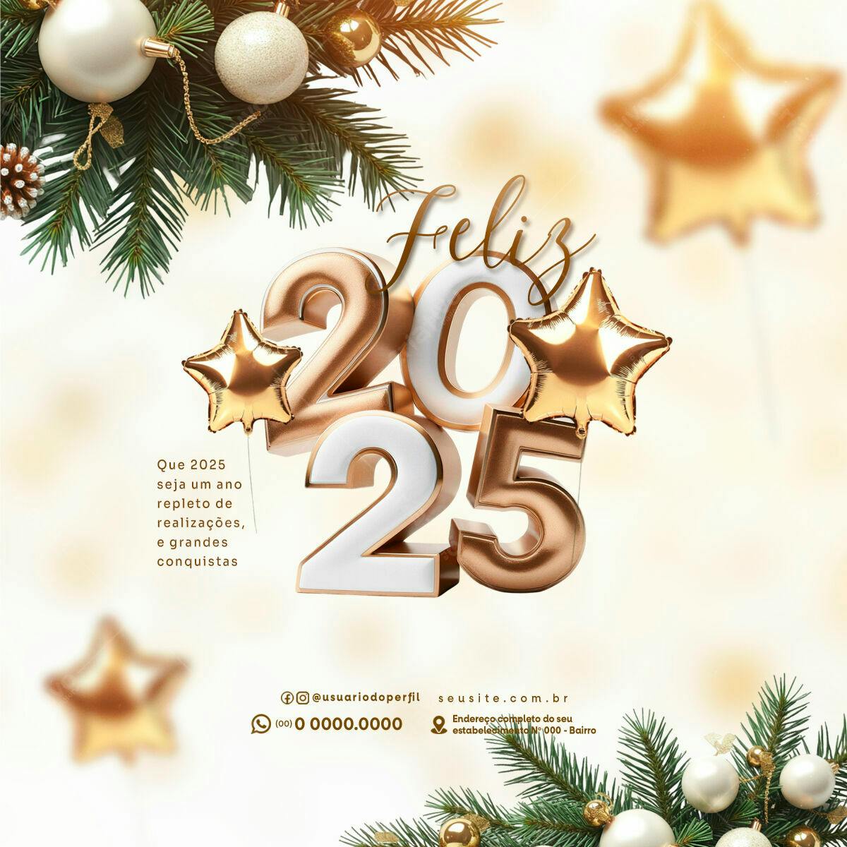 Flyer Feliz Ano Novo 2025 PSD Editável