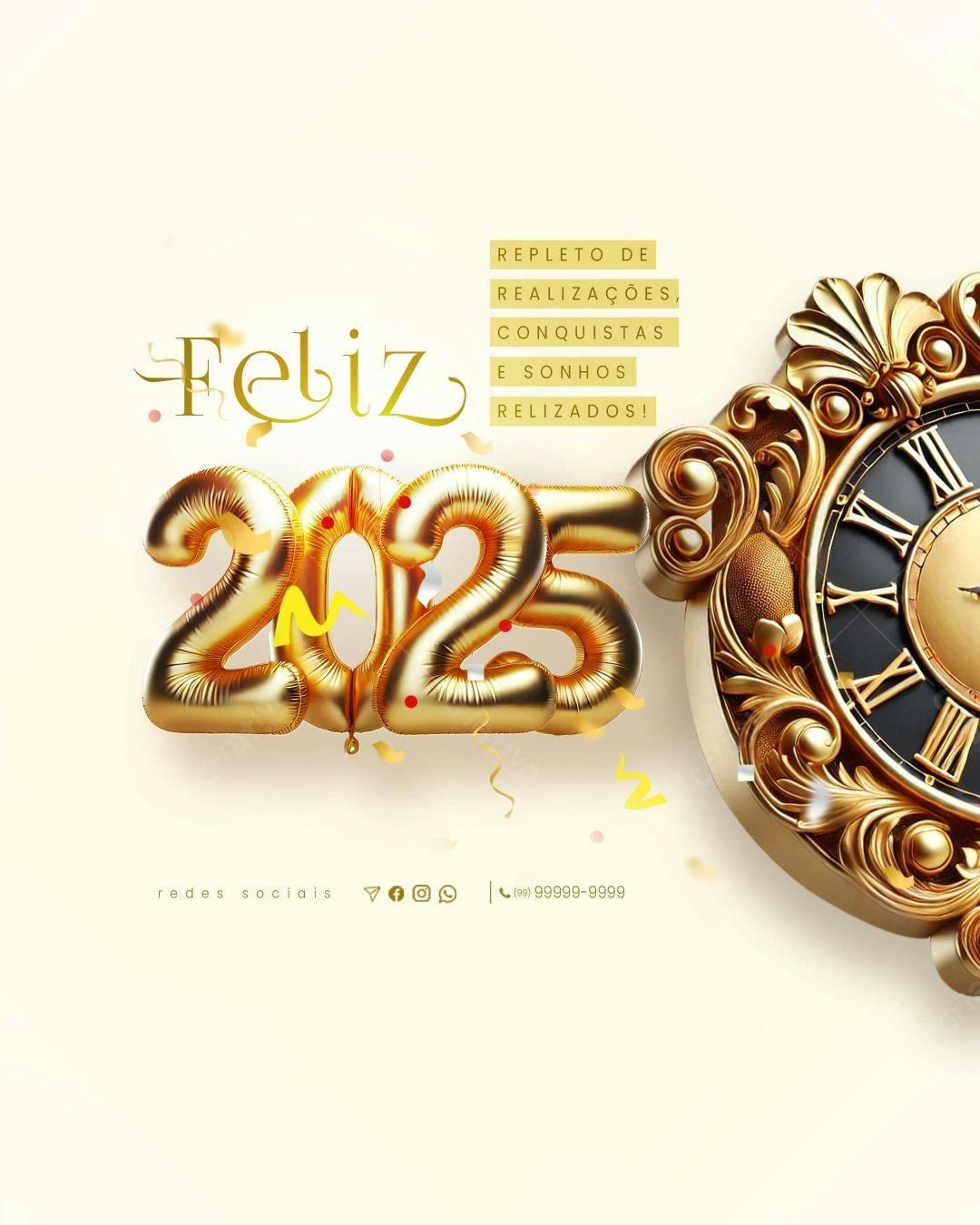 Flyer Feliz Ano Novo 2025 PSD Editável