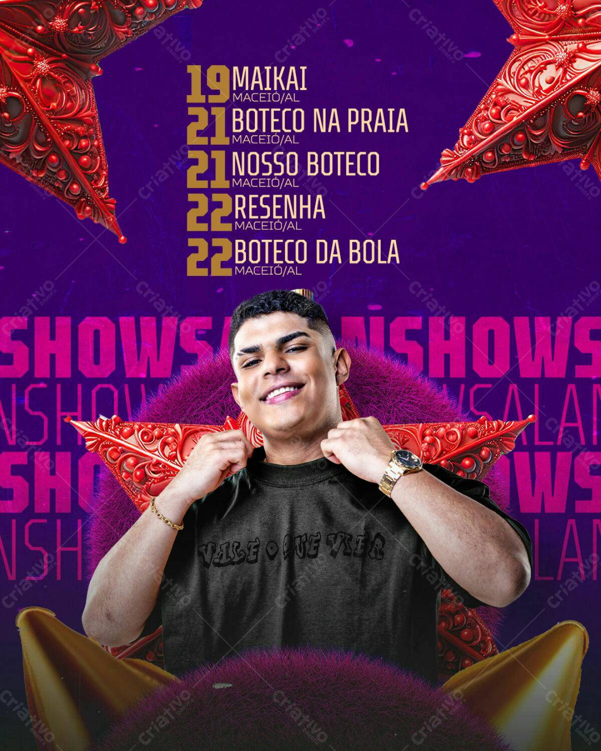Flyer para Shows em Maceió PSD Editável