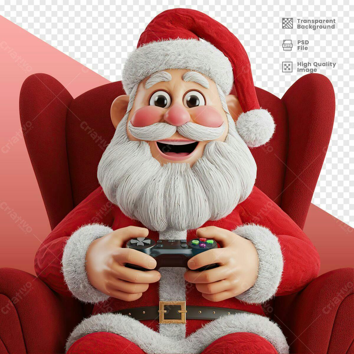 Ilustração Papai Noel Gamer Natal PSD Editável