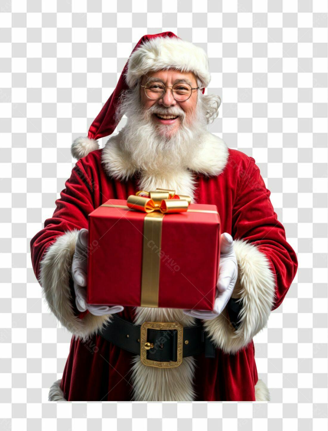 Imagem PNG Papai Noel Natal com Presente Fundo Transparente