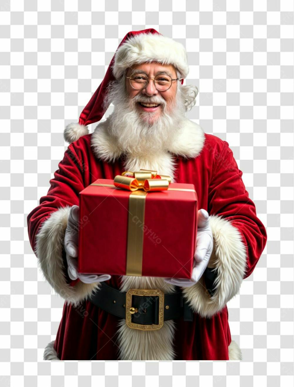 Papai Noel Segurando Um Presente De Natal Elemento 3D Psd Editável 01