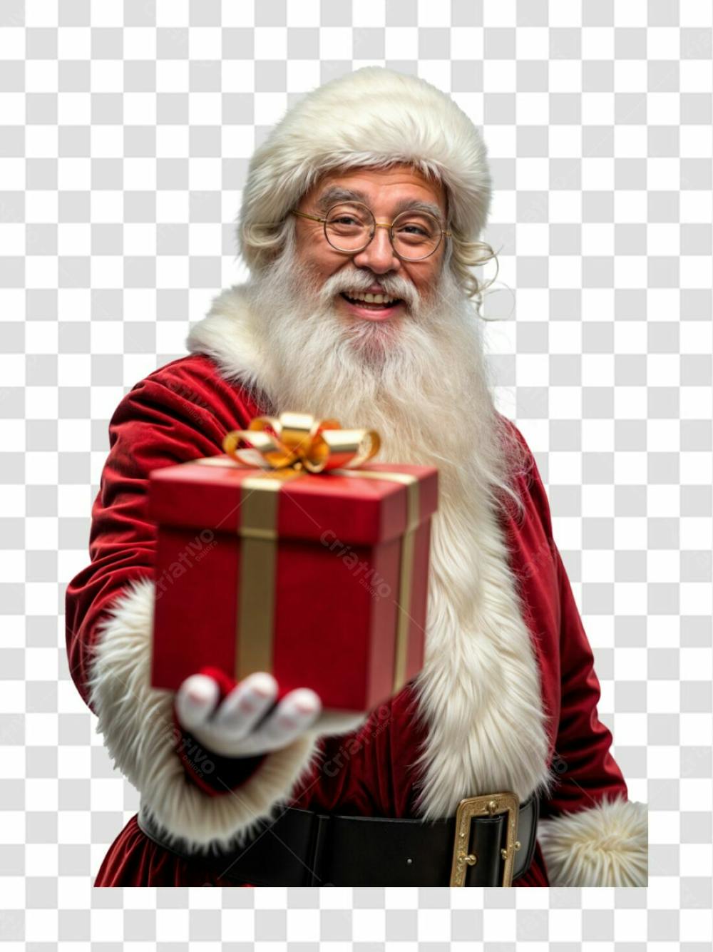 Papai Noel Segurando Um Presente De Natal Elemento 3D Psd Editável 04