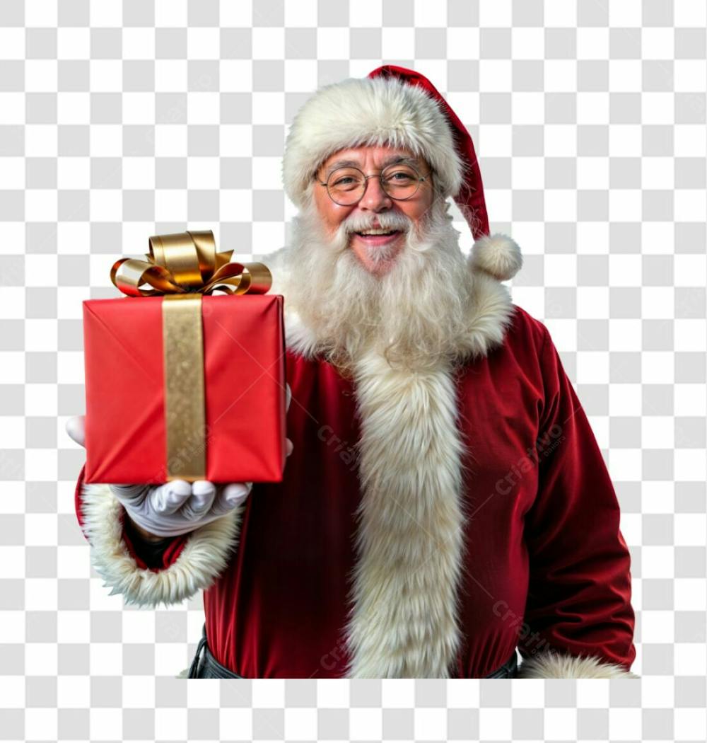 Papai Noel Segurando Um Presente De Natal Elemento 3D Psd Editável 05