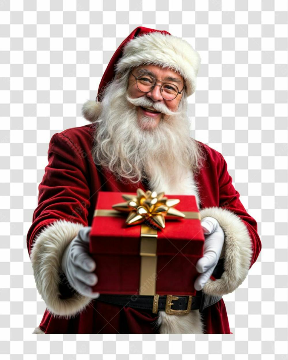 Papai Noel Segurando Um Presente De Natal Elemento 3D Psd Editável 06