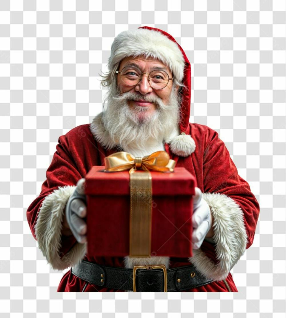 Papai Noel Segurando Um Presente De Natal Elemento 3D Psd Editável 07