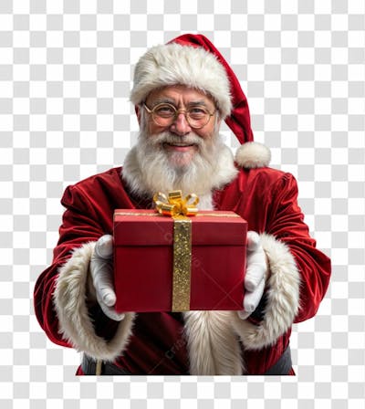 Papai Noel Segurando Um Presente De Natal Elemento 3D Psd Editável 08