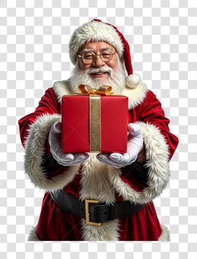 Papai Noel Segurando Um Presente De Natal Elemento 3D Psd Editável 09