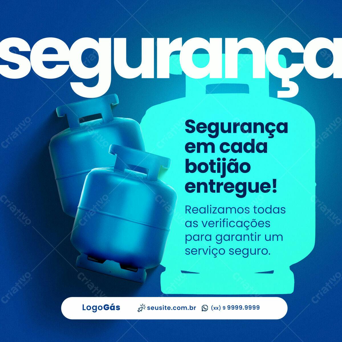 Post para Redes Sociais Segurança em Botijões de Gás PSD Editável