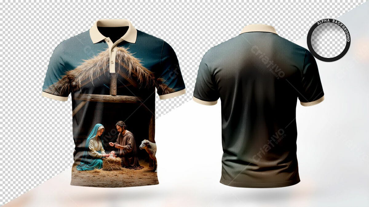 Camiseta Natalina Sagrada Família PSD Editável