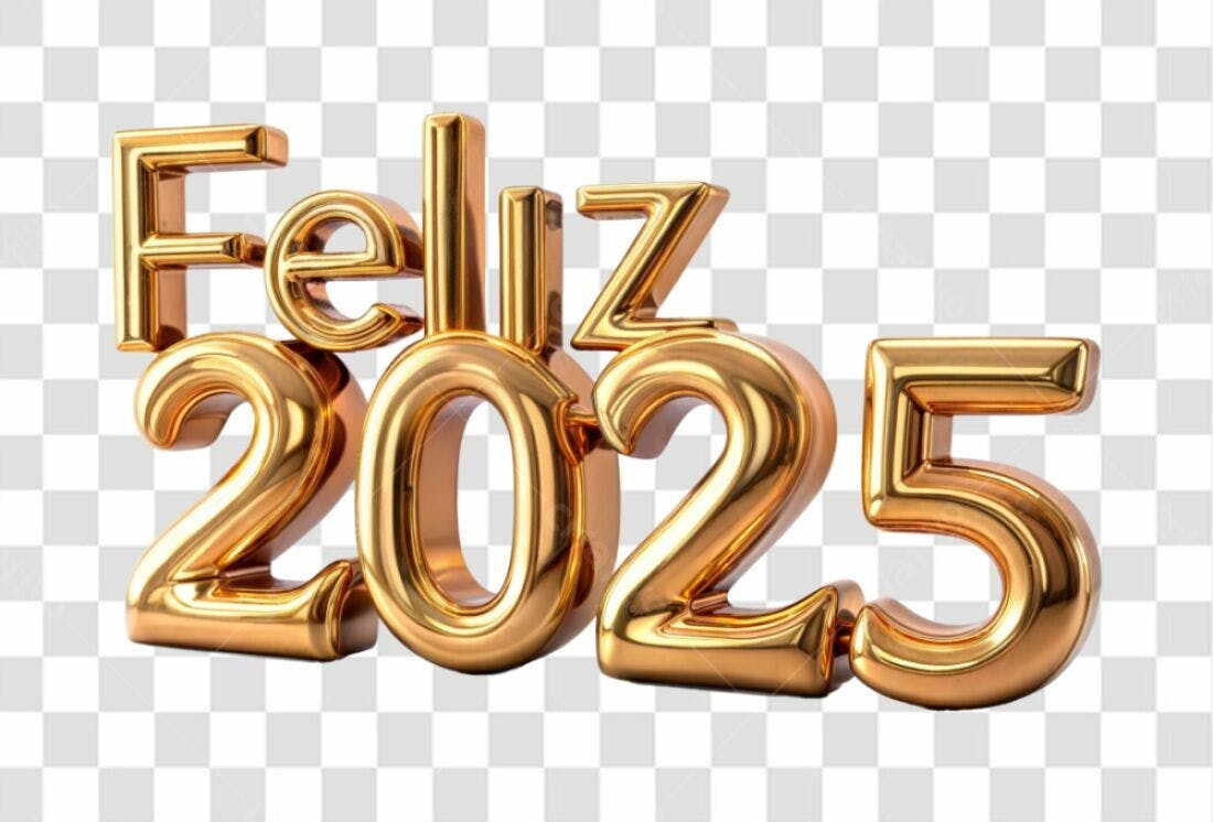 Icone Feliz Ano Novo 2025 PNG com fundo transparente
