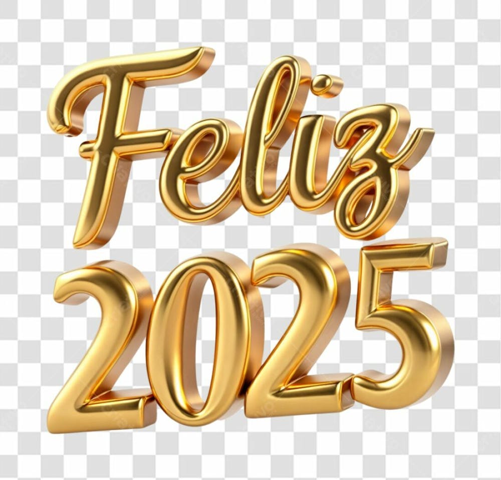 Texto Feliz 2025 Dourado Png 02