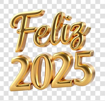 Texto Feliz 2025 Dourado Png 02