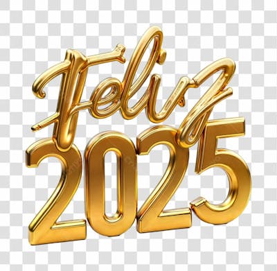 Texto Feliz 2025 Dourado Png 03