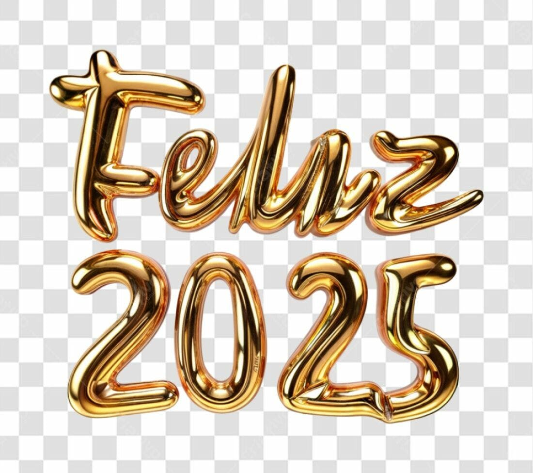 Icone Feliz Ano Novo 2025 PNG com fundo transparente