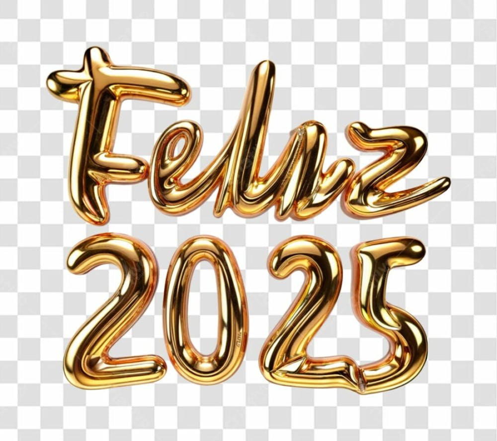 Texto Feliz 2025 Dourado Png