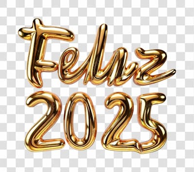 Texto Feliz 2025 Dourado Png