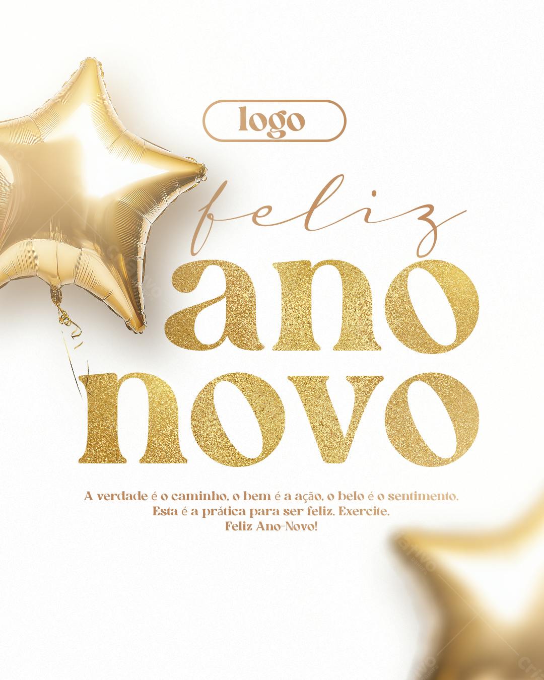Flyer Ano Novo Dourado PSD Editável
