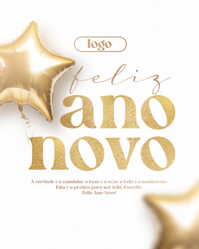 Flyer Ano Novo Dourado PSD Editável