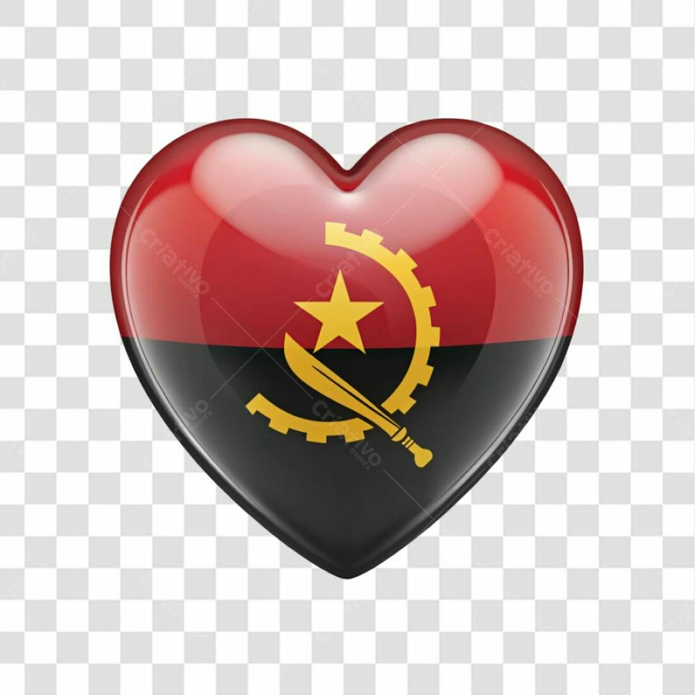 Angola Flag Color Heart Smooth Soft