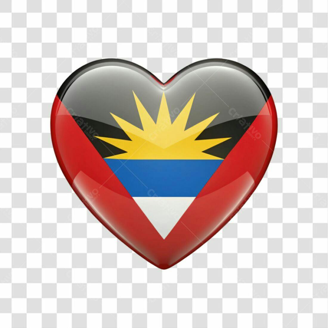 Icone Coração Bandeira Antígua e Barbuda PNG com fundo transparente