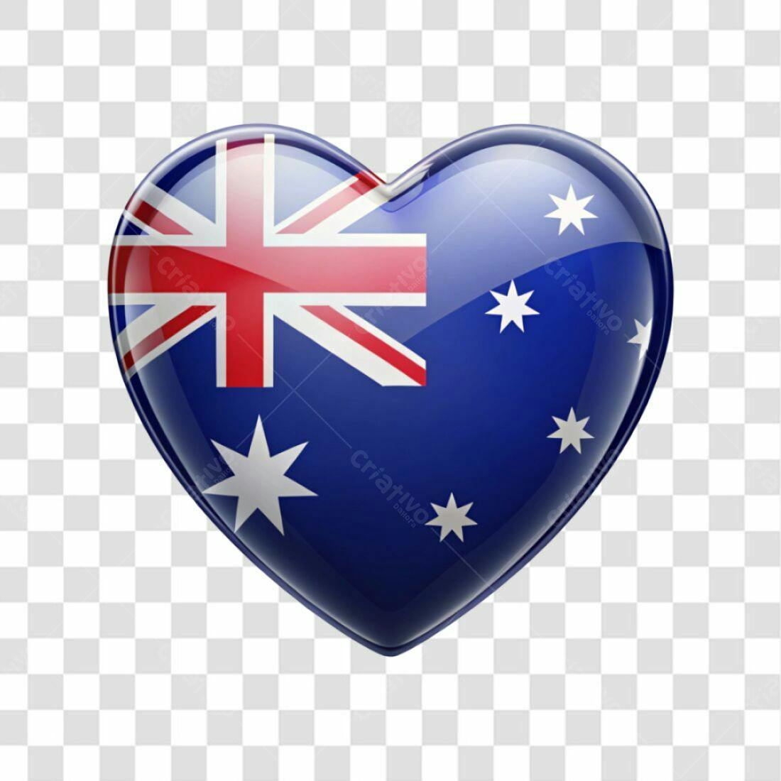 Icone coração bandeira Australia PNG com fundo transparente