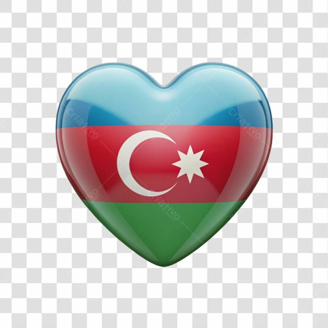 Icone Azerbaijão em formato de coração PNG com fundo transparente
