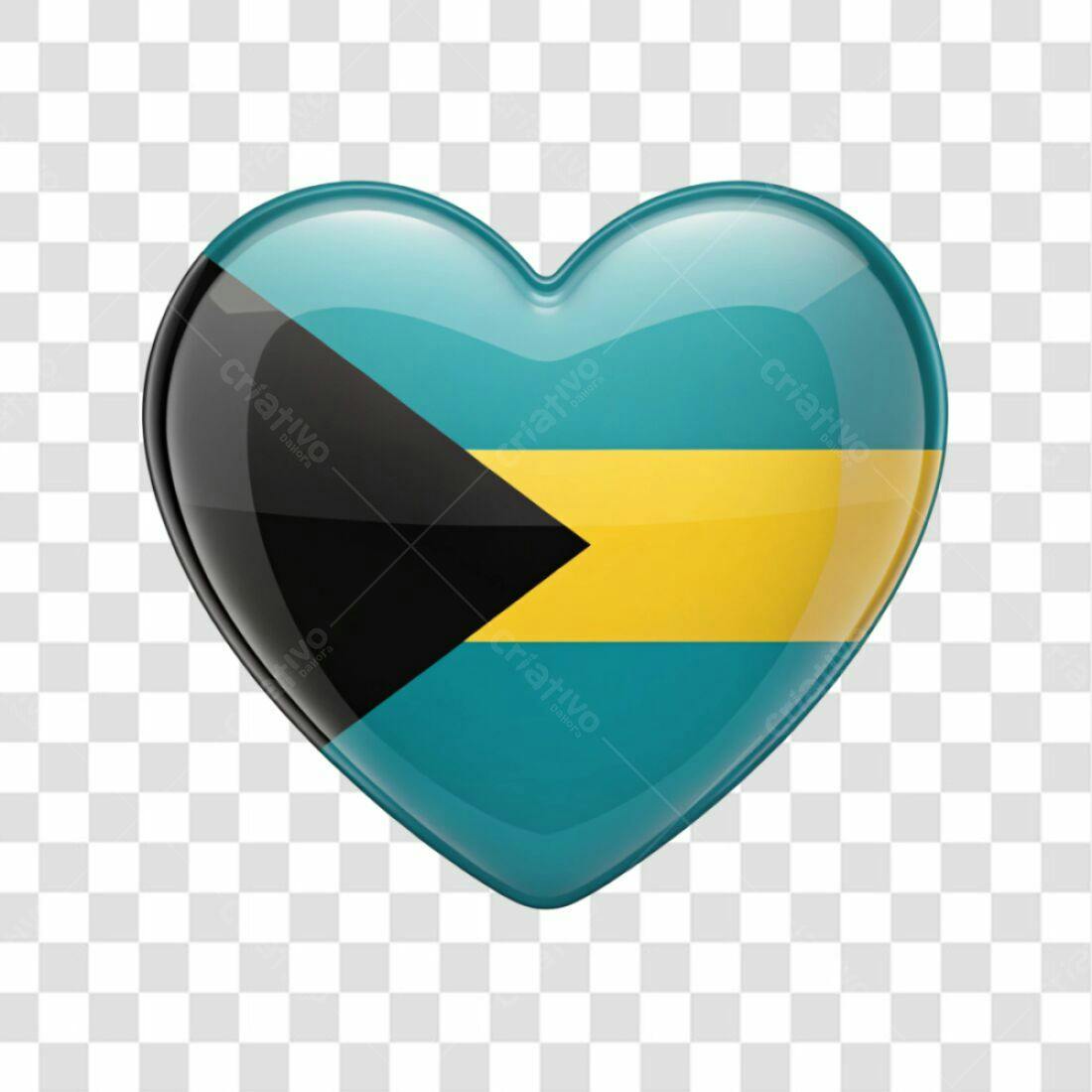 Icone Coração Bandeira Bahamas PNG com fundo transparente