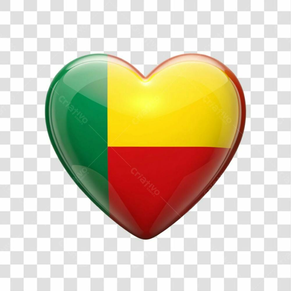 Benin Flag Color Heart Smooth Soft