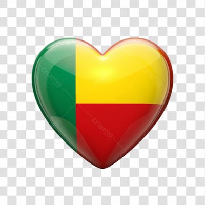Benin Flag Color Heart Smooth Soft