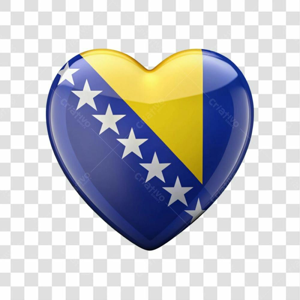 Bosnia And Herzegovina Flag Color Heart Smooth