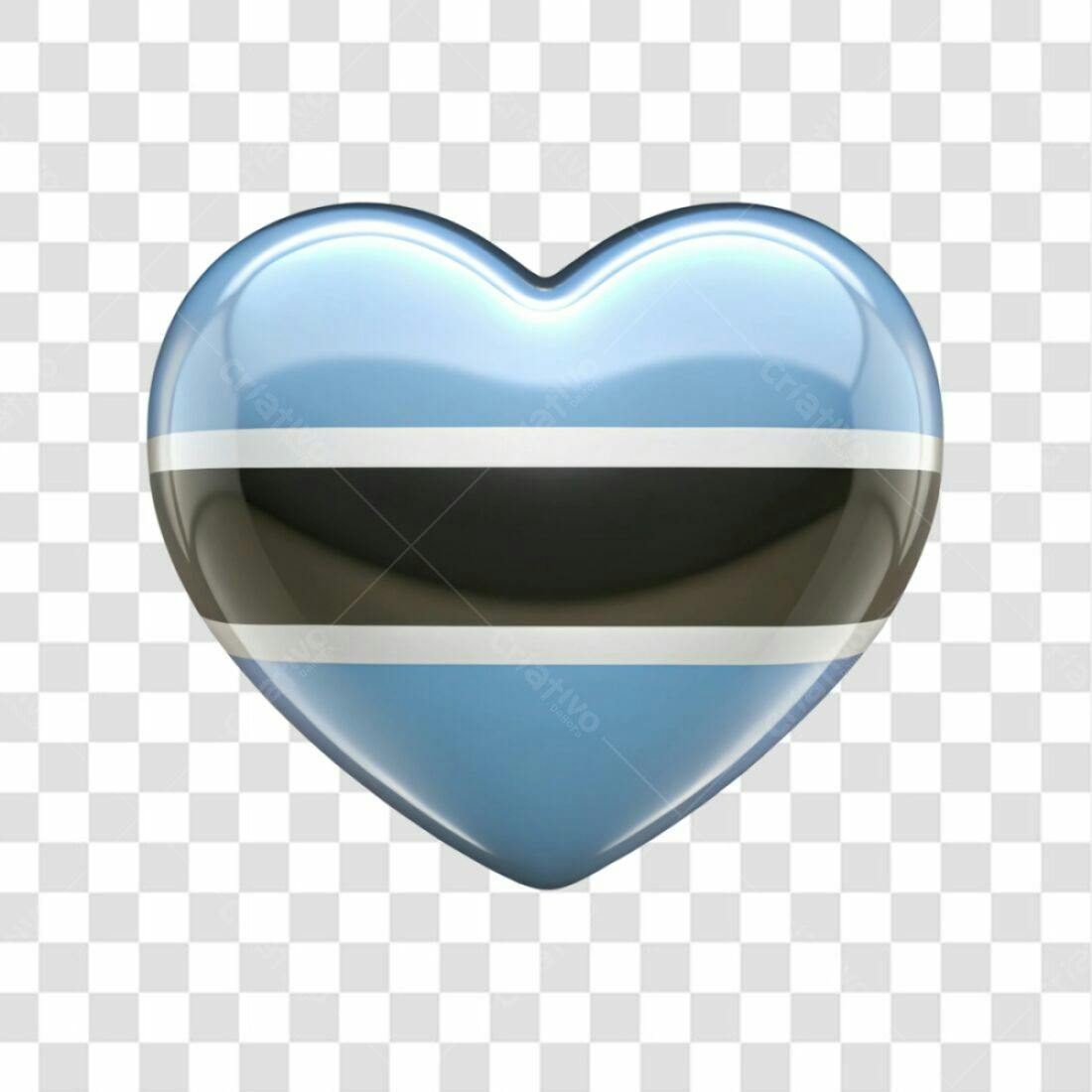 Icone Coração Bandeira Botsuana PNG com fundo transparente