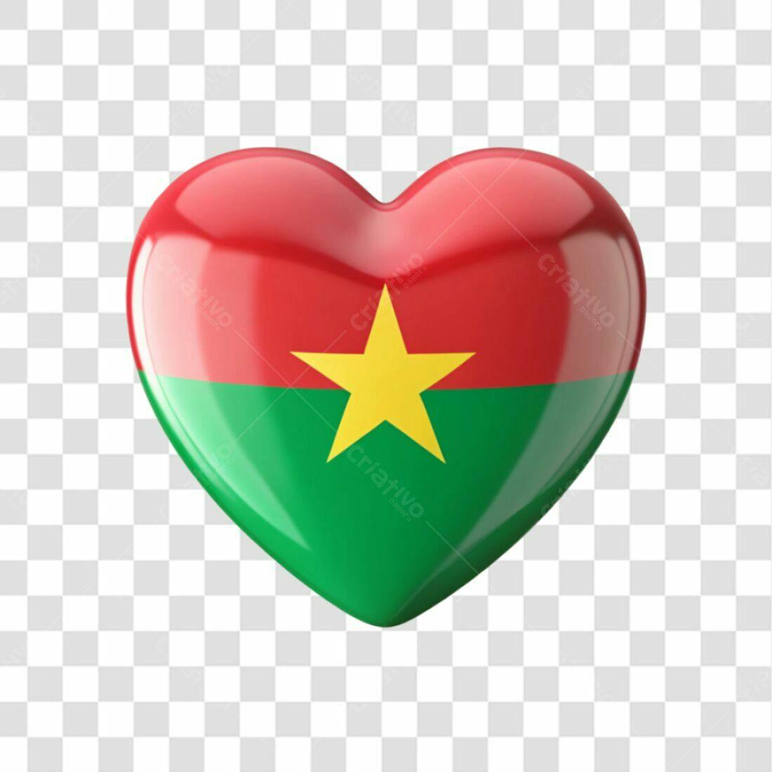 Icone Coração Bandeira Burkina Faso PNG com fundo transparente