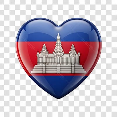 Cambodia Flag Color Heart Smooth Soft