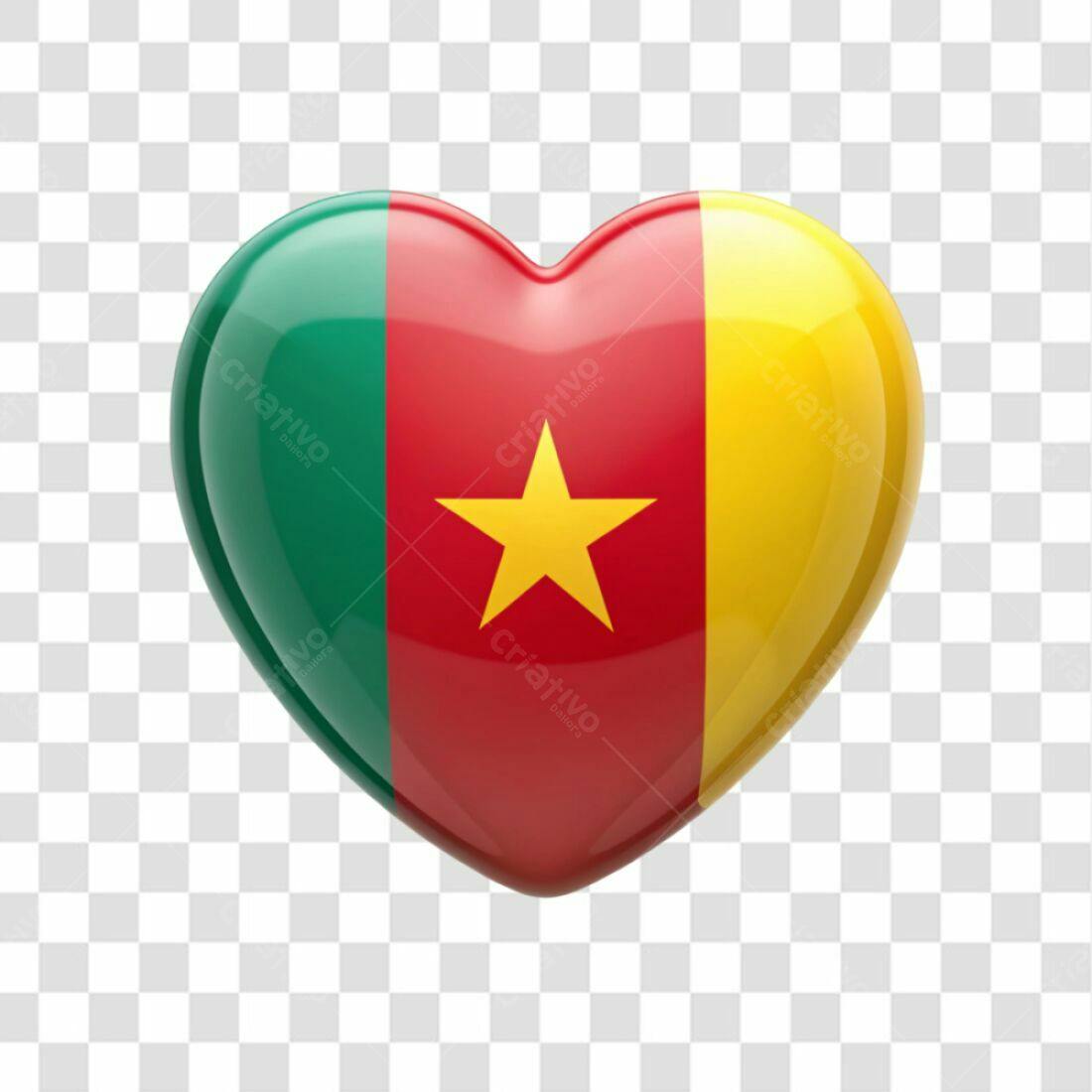 Icone Coração Bandeira Camarões PNG com fundo transparente