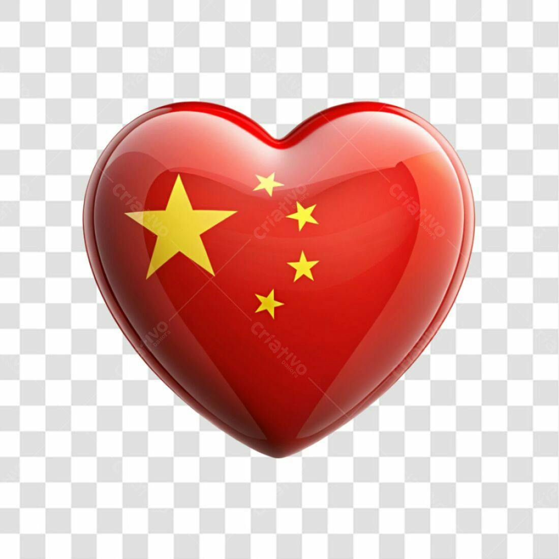 Icone Coração Bandeira China PNG com fundo transparente