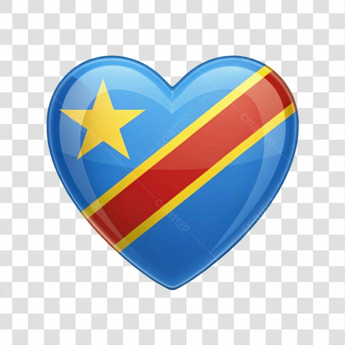 Icone Coração Bandeira Congo PNG com fundo transparente