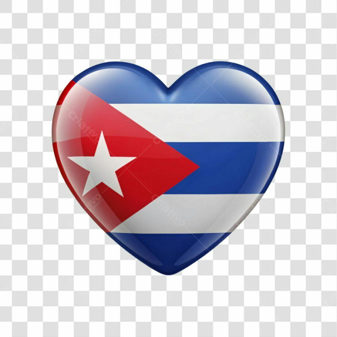 Icone Coração Bandeira Cuba PNG com fundo transparente